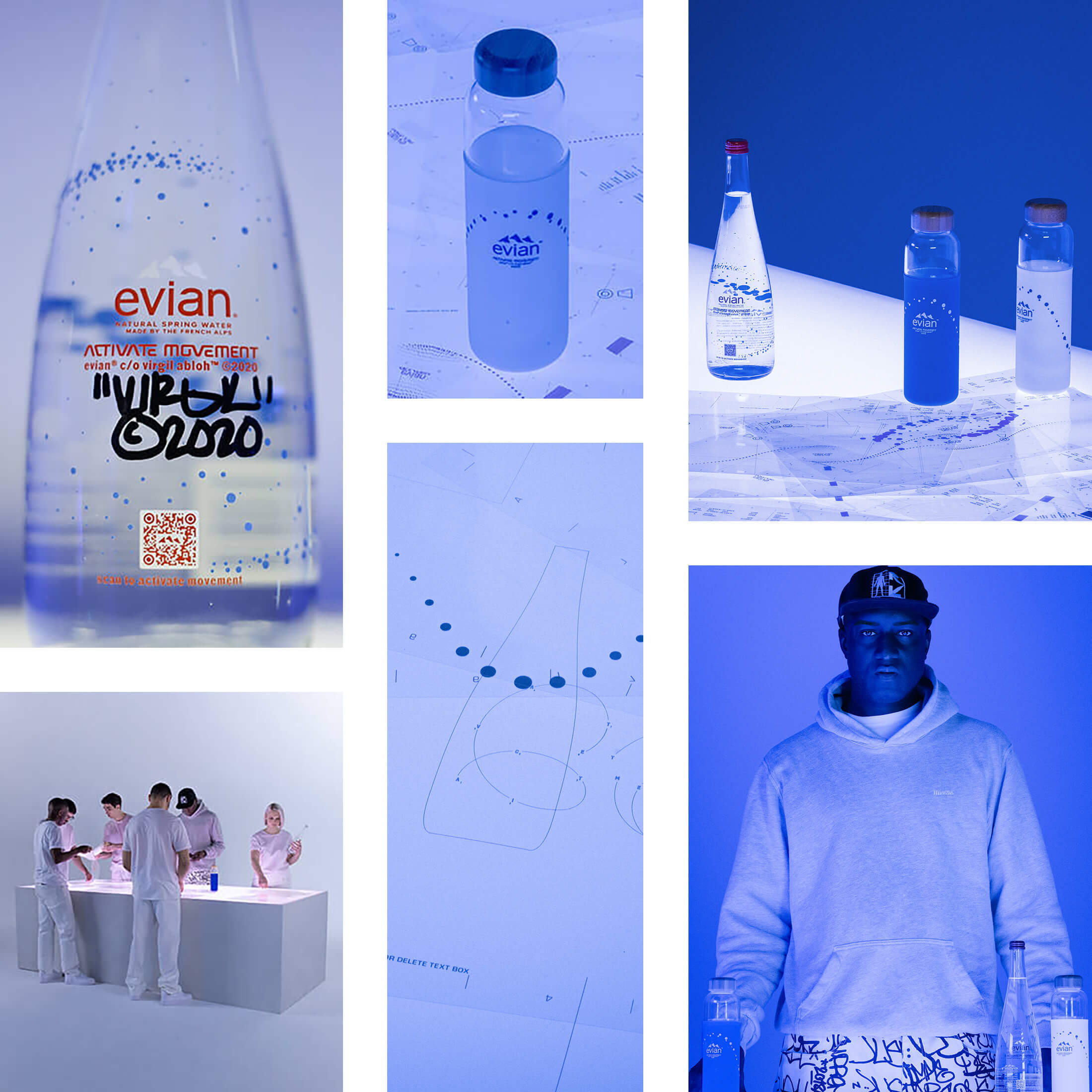 Virgil Abloh designs glass bottle and refillable Soma bottle for Evian