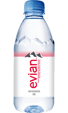 evian® 750 mL Glass Bottled Water